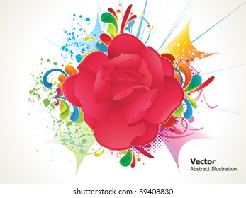 abstract colorful detailed rose with grunge vector illustration