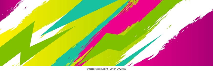 Abstract colorful diagonal brush background with flash thunder elements. Vector illustration. Can be used for advertising, presentation. Watercolor background. Turquoise, teal, pink, green colors