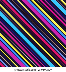 Abstract colorful diagonal striped background. Vector seamless pattern