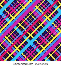 Abstract colorful diagonal striped background. Vector seamless pattern