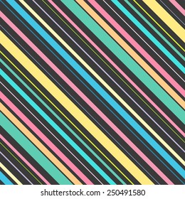 Abstract colorful diagonal striped background. Vector seamless pattern