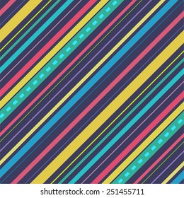 Abstract colorful diagonal striped background. Vector seamless pattern