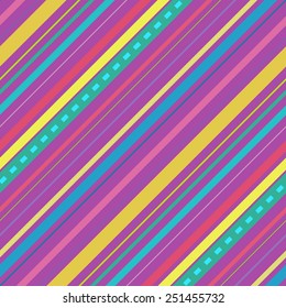 Abstract colorful diagonal striped background. Vector seamless pattern