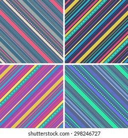Abstract colorful diagonal striped background. Vector seamless pattern