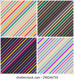 Abstract colorful diagonal striped background. Vector seamless pattern
