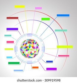 Abstract colorful diagram of a polygonal sphere. Vector EPS10.
