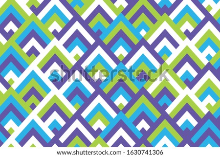 Abstract colorful diamond scallop vector design seamless pattern. Funny geometric tileable background in retro style.