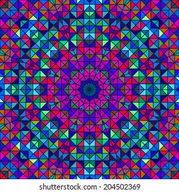 Abstract Colorful Digital Decorative Flower. Geometric Contrast Line Star and Blue Pink Green Color Artistic Backdrop