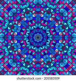 Abstract Colorful Digital Decorative Flower. Geometric Contrast Line Star and Blue Pink Cyan Color Artistic Backdrop