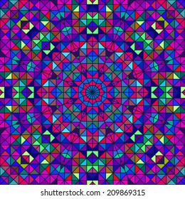 Abstract Colorful Digital Decorative Flower. Geometric Contrast Line Star and Blue Pink Green Color Artistic Backdrop