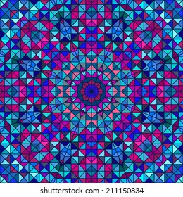 Abstract Colorful Digital Decorative Flower. Geometric Contrast Line Star and Blue Pink Cyan Color Artistic Backdrop