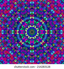 Abstract Colorful Digital Decorative Flower. Geometric Contrast Line Star and Blue Pink Green Color Artistic Backdrop