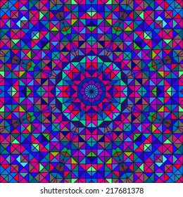 Abstract Colorful Digital Decorative Flower. Geometric Contrast Line Star and Blue Pink Green Color Artistic Backdrop