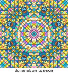 Abstract Colorful Digital Decorative Flower. Geometric Contrast Line Star and Blue Pink Red Cyan Color Artistic Backdrop