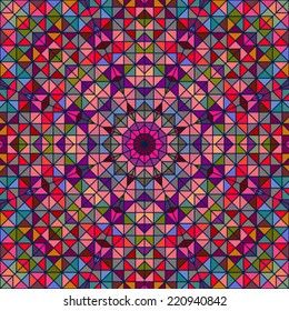Abstract Colorful Digital Decorative Flower. Geometric Contrast Line Star and Blue Pink Red Cyan Color Artistic Star Backdrop