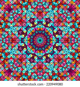 Abstract Colorful Digital Decorative Flower. Geometric Contrast Line Star and Blue Pink Red Cyan Color Artistic Backdrop 