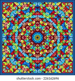 Abstract Colorful Digital Decorative Flower. Geometric Contrast Line Star and Blue Pink Red Cyan Color Artistic Star Backdrop