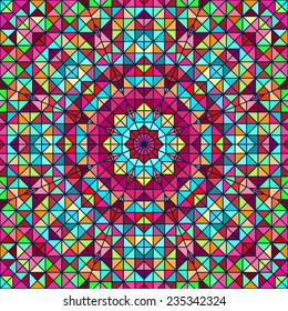 Abstract Colorful Digital Decorative Flower. Geometric Contrast Line Star and Blue Pink Red Cyan Color Artistic Star Backdrop
