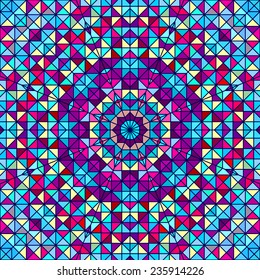 Abstract Colorful Digital Decorative Flower. Geometric Contrast Line Star and Blue Pink Red Cyan Color Artistic Backdrop