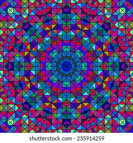 Abstract Colorful Digital Decorative Flower. Geometric Contrast Line Star and Blue Pink Green Color Artistic Backdrop