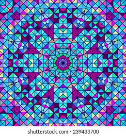 Abstract Colorful Digital Decorative Flower. Geometric Contrast Line Star and Blue Pink Red Cyan Color Artistic Backdrop