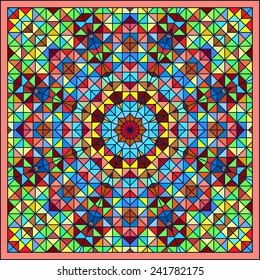 Abstract Colorful Digital Decorative Flower. Geometric Contrast Line Star and Blue Pink Red Cyan Color Artistic Star Backdrop