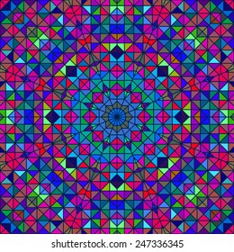 Abstract Colorful Digital Decorative Flower. Geometric Contrast Line Star and Blue Pink Green Color Artistic Backdrop