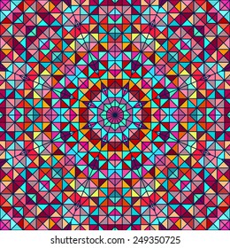 Abstract Colorful Digital Decorative Flower. Geometric Contrast Line Star and Blue Pink Red Cyan Color Artistic Backdrop