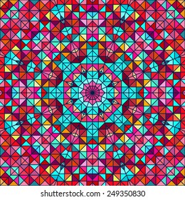 Abstract Colorful Digital Decorative Flower. Geometric Contrast Line Star and Blue Pink Red Cyan Color Artistic Backdrop