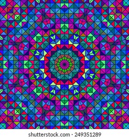 Abstract Colorful Digital Decorative Flower. Geometric Contrast Line Star and Blue Pink Green Color Artistic Backdrop