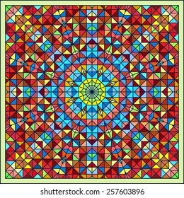 Abstract Colorful Digital Decorative Flower. Geometric Contrast Line Star and Blue Pink Red Cyan Color Artistic Star Backdrop