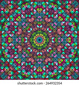 Abstract Colorful Digital Decorative Flower Star. Geometric Contrast Line Trendy Banner. Blue Yellow Red Cyan Holiday Backdrop