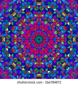 Abstract Colorful Digital Decorative Flower. Geometric Contrast Line Star and Blue Pink Green Color Artistic Backdrop