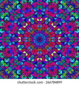 Abstract Colorful Digital Decorative Flower. Geometric Contrast Line Star and Blue Pink Green Color Artistic Backdrop
