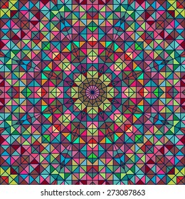 Abstract Colorful Digital Decorative Flower. Geometric Contrast Line Star and Blue Pink Red Cyan Color Artistic Backdrop