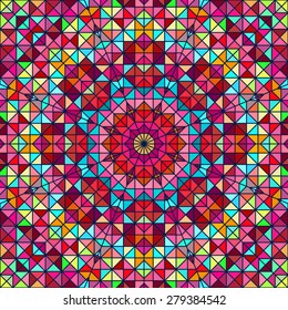 Abstract Colorful Digital Decorative Flower. Geometric Contrast Line Star and Blue Pink Red Cyan Color Artistic Backdrop