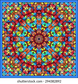 Abstract Colorful Digital Decorative Flower. Geometric Contrast Line Star and Blue Pink Red Cyan Color Artistic Star Backdrop