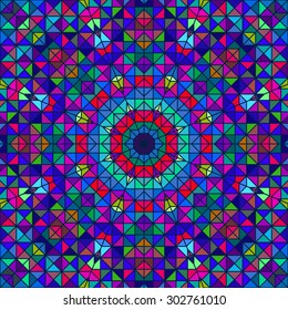 Abstract Colorful Digital Decorative Flower. Geometric Contrast Line Star and Blue Pink Green Color Artistic Backdrop