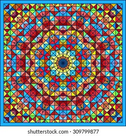 Abstract Colorful Digital Decorative Flower. Geometric Contrast Line Star and Blue Pink Red Cyan Color Artistic Star Backdrop