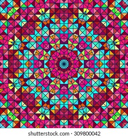 Abstract Colorful Digital Decorative Flower. Geometric Contrast Line Star and Blue Pink Red Cyan Color Artistic Star Backdrop