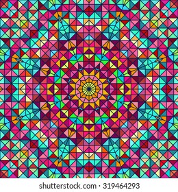 Abstract Colorful Digital Decorative Flower. Geometric Contrast Line Star and Blue Pink Red Cyan Color Artistic Backdrop