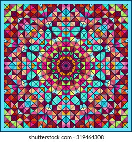 Abstract Colorful Digital Decorative Flower. Geometric Contrast Line Star and Blue Pink Red Cyan Color Artistic Star Backdrop