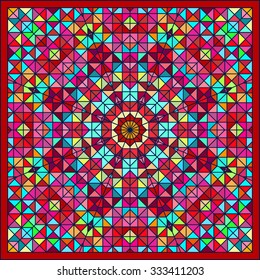 Abstract Colorful Digital Decorative Flower. Geometric Contrast Line Star and Blue Pink Red Cyan Color Artistic Star Backdrop
