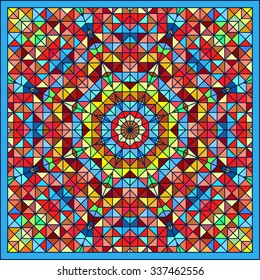 Abstract Colorful Digital Decorative Flower. Geometric Contrast Line Star and Blue Pink Red Cyan Color Artistic Star Backdrop
