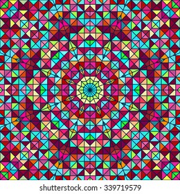 Abstract Colorful Digital Decorative Flower. Geometric Contrast Line Star and Blue Pink Red Cyan Color Artistic Backdrop