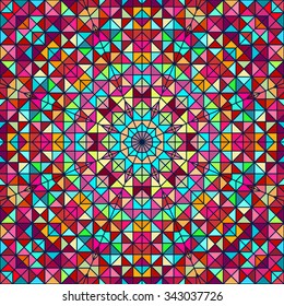 Abstract Colorful Digital Decorative Flower. Geometric Contrast Line Star and Blue Pink Red Cyan Color Artistic Backdrop