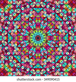 Abstract Colorful Digital Decorative Flower. Geometric Contrast Line Star and Blue Pink Red Cyan Color Artistic Backdrop