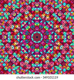 Abstract Colorful Digital Decorative Flower. Geometric Contrast Line Star and Blue Pink Red Cyan Color Artistic Backdrop