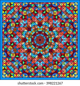 Abstract Colorful Digital Decorative Flower. Geometric Contrast Line Star and Blue Pink Red Cyan Color Artistic Star Backdrop