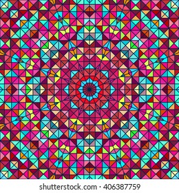 Abstract Colorful Digital Decorative Flower. Geometric Contrast Line Star and Blue Pink Red Cyan Color Artistic Backdrop